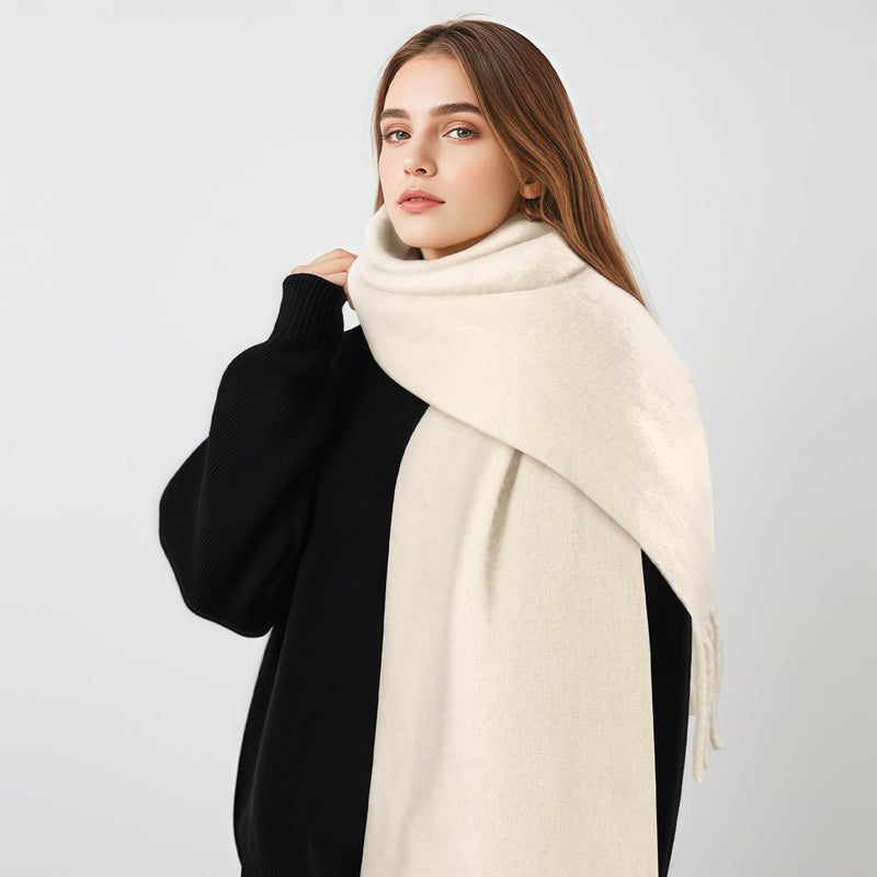 Premillow Women's Mohair Winter Scarf Pure Color, Warm Winter Scarf for Women and Men, Soft Luxurious Cashmere Feel Scarfs - Image 4